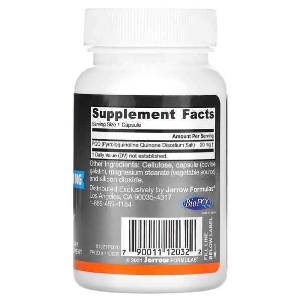 Пірролохінолінхінон PQQ, 20 Мг, Jarrow Formulas, 30 капсул,  Jarrow Formulas фото