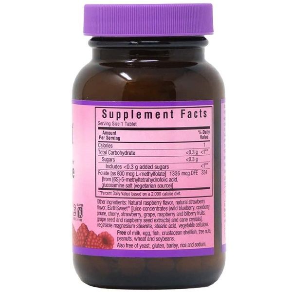 Метилфолат (B9) 800мкг, Вкус Малины, Earth Sweet Chewables, Bluebonnet Nutrition, 90 жевательных таблеток,  Bluebonnet Nutrition фото