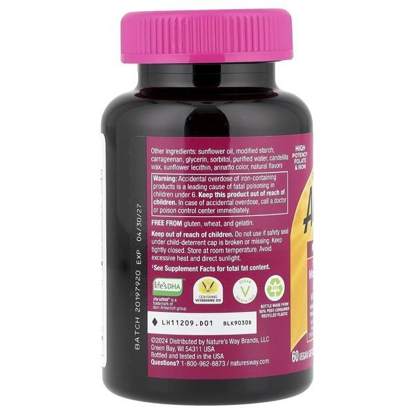 Мультивитамины премиум для беременных, Alive! Complete Premium Prenatal Multivitamin, Nature's Way, 60 гелевых капсул,  Nature's Way фото