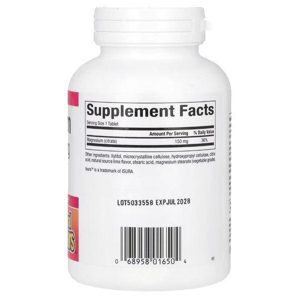 Магний цитрат, 150 мг, вкус лайма, Magnesium Citrate, Natural Factors, 60 жевательных таблеток,  Natural Factors фото