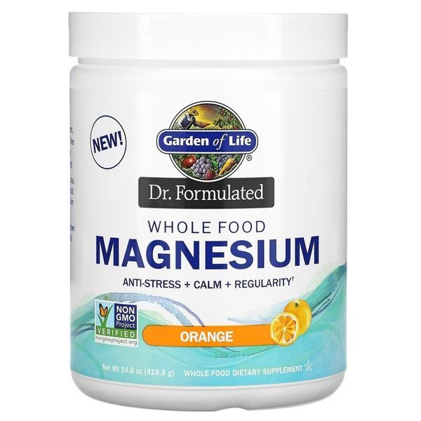 Магній Цільнохарчовий, смак апельсину, Whole Food Magnesium Powder, Garden of Life, 419,5 г,  Garden of Life фото