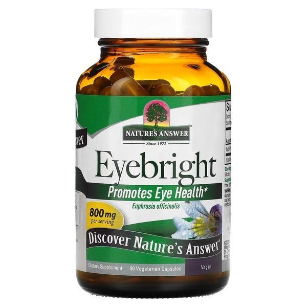 Очанка для очей, 800 мг, Eyebright, Nature's Answer, 90 вегетаріанських капсул,  Nature's Answer фото