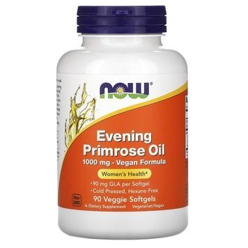 Масло Примулы Вечерней 1000 мг, Evening Primrose Oil, Now Foods, 90 вегетарианских капсул,  Now Foods фото
