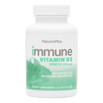 Вітамін D3 Для Імунітету, Natures Plus, 60 Желатинових Капсул,  Natures Plus фото