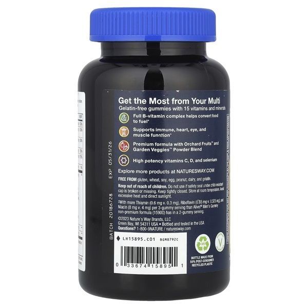 Мультивитамины премиум для мужчин, вкус фруктов, Alive! Men's Premium Gummy Multivitamin, Nature's Way, 75 жевательных конфет,  Nature's Way фото