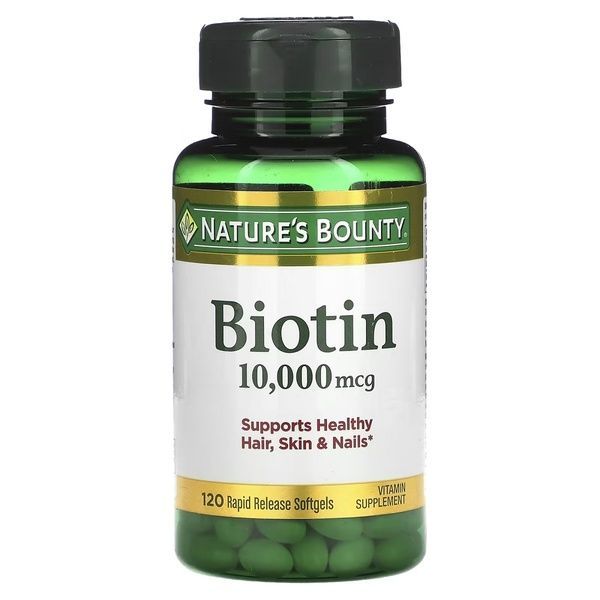 Биотин быстрого высвобождения, 10000 мкг, Biotin, Nature's Bounty, 120 гелевых капсул,  Nature's Bounty фото
