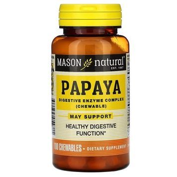 Папайя, комплекс пищеварительных ферментов, Papaya, Digestive Enzyme Complex, Mason Natural, 100 жевательных таблеток,  Mason Natural фото