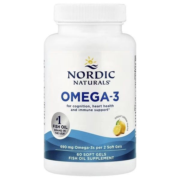 Омега-3, 690 мг на порцію, смак лимона, Omega-3, Nordic Naturals, 60 гелевих капсул,  Nordic Naturals фото