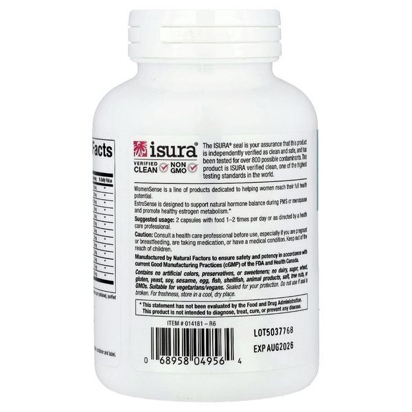 Гормональный баланс, WomenSense, EstroSense, Hormone Balancing, Natural Factors, 120 вегетарианских капсул,  Natural Factors фото
