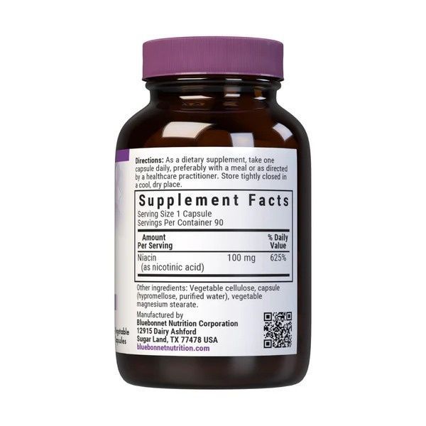 Ниaцин (В3) 100 мг, Bluebonnet Nutrition, 90 вегетарианских капсул,  Bluebonnet Nutrition фото