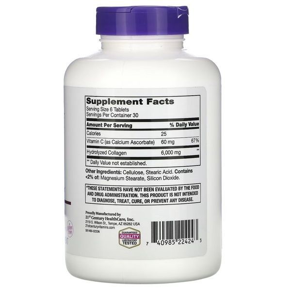 Супер Коллаген с витамином C, 1000 мг, Super Collagen Plus Vitamin C, 21st Century, 180 таблеток,  21st Century фото