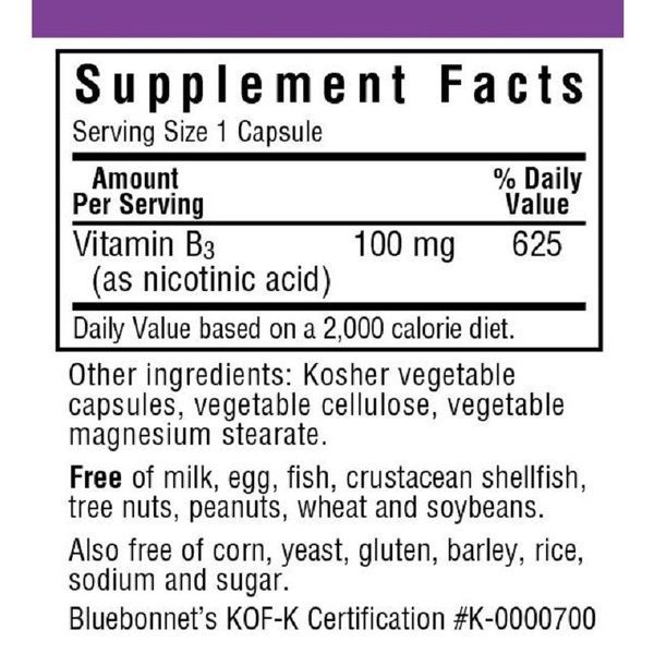 Ниaцин (В3) 100 мг, Bluebonnet Nutrition, 90 вегетарианских капсул,  Bluebonnet Nutrition фото