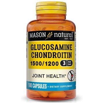 Глюкозамін та Хондроїтин 1500/1200, Glucosamine Chondroitin, Mason Natural, 180 капсул,  Mason Natural фото