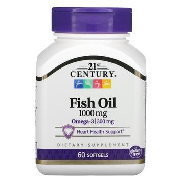 Рыбий жир, 1000 мг, Fish Oil, 21st Century, 60 желатиновых капсул,  21st Century фото