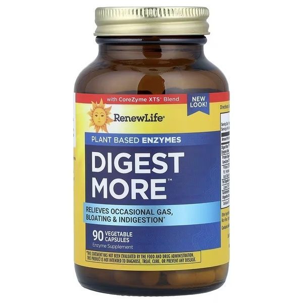 Ферменти для травлення, DigestMore, Plant Based Enzymes, Renew Life, 90 вегетаріанських капсул,  Renew Life фото
