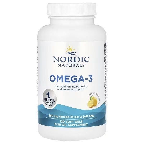 Омега-3, 690 мг на порцію, смак лимона, Omega-3, Nordic Naturals, 120 гелевих капсул,  Nordic Naturals фото