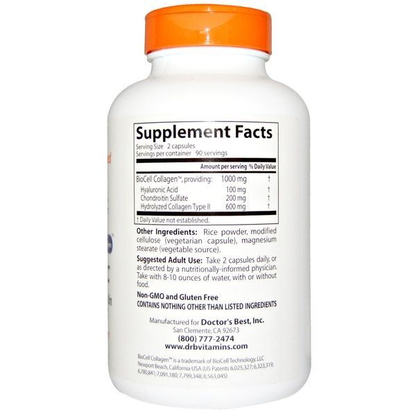 Гіалуронова Кислота з Сульфатом Хондроїтину, BioCell Collagen, Doctor's Best, 180 капсул,  Doctor's Best фото