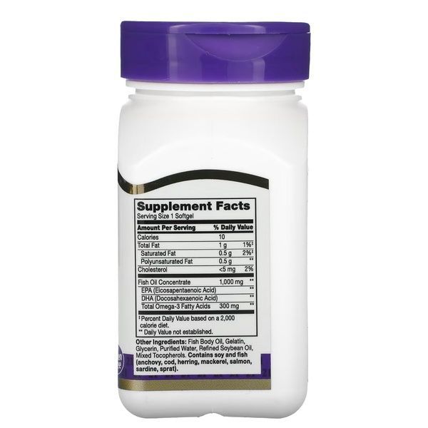 Рыбий жир, 1000 мг, Fish Oil, 21st Century, 60 желатиновых капсул,  21st Century фото