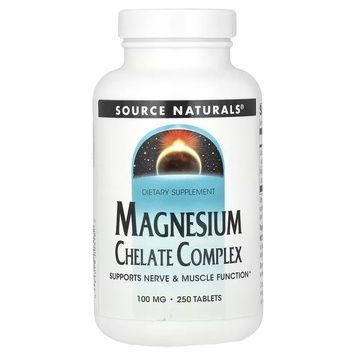 Магній Хелат, 100 мг, Magnesium Chelate Complex, Source Naturals, 250 таблеток,  Source Naturals фото