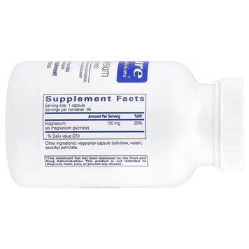 Магній гліцинат, 105 мг, Magnesium Glycinate, Life Extension, 90 вегетаріанських капсул,  Pure Encapsulations фото