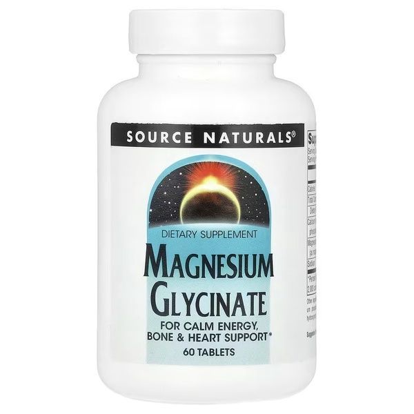 Магний глицинат, Magnesium Glycinate, Source Naturals, 60 таблеток,  Source Naturals фото