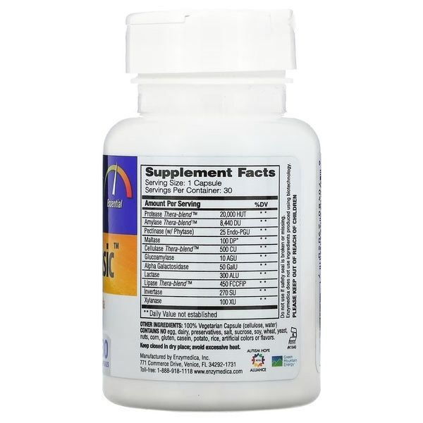 Пищеварительные Ферменты (Формула Энзимов), Digest Basic, Enzymedica, 30 капсул,  Enzymedica фото