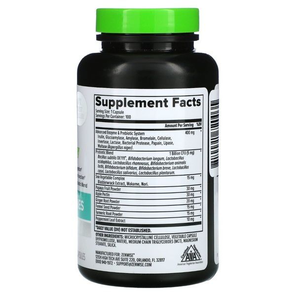 Пищеварительные ферменты и быстродействующие пробиотики, Digestive Enzymes with Probiotics, Zenwise, 100 капсул,  Zenwise фото