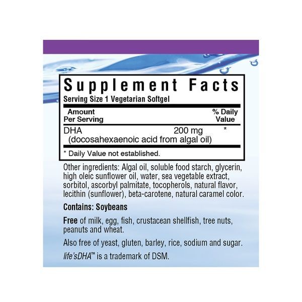 Вегетаріанська Омега-3 з Водоростей, DHA 200 mg, Bluebonnet Nutrition, 30 рослинних капсул,  Bluebonnet Nutrition фото