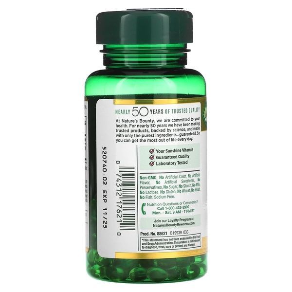 Витамин D3 быстрого высвобождения, 2000 МЕ, 50 мкг, Vitamin D, Nature's Bounty, 150 гелевых капсул,  Nature's Bounty фото