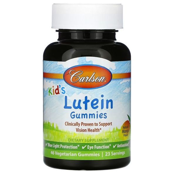 Лютеин Детский, вкус манго, Kid's Lutein Gummies, Carlson, 46 вегетарианских жевательных конфет,  Carlson фото