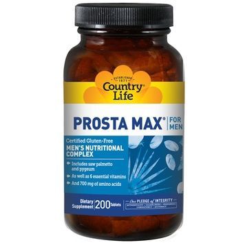 Комплекс для Здоров'я і Підтримки Функції Простати, Prosta Max For Men, Country Life, 200 таблеток,  Country Life фото