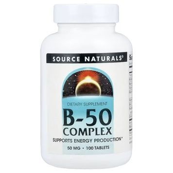 Комплекс витаминов B, 50 мг, B-50 Complex, Source Naturals, 100 таблеток,  Source Naturals фото