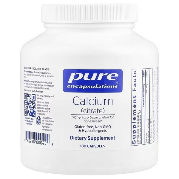 Кальцій цитрат, Calcium Citrate, Pure Encapsulations, 180 капсул,  Pure Encapsulations фото