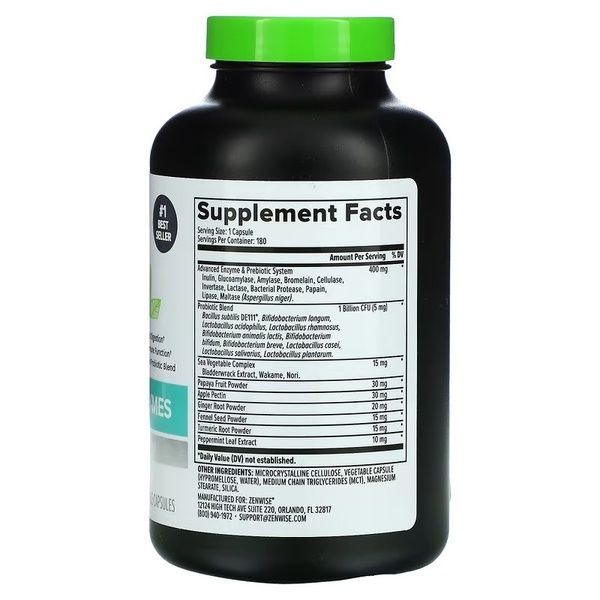 Пищеварительные ферменты и быстродействующие пробиотики, Digestive Enzymes with Probiotics, Zenwise, 180 капсул,  Zenwise фото