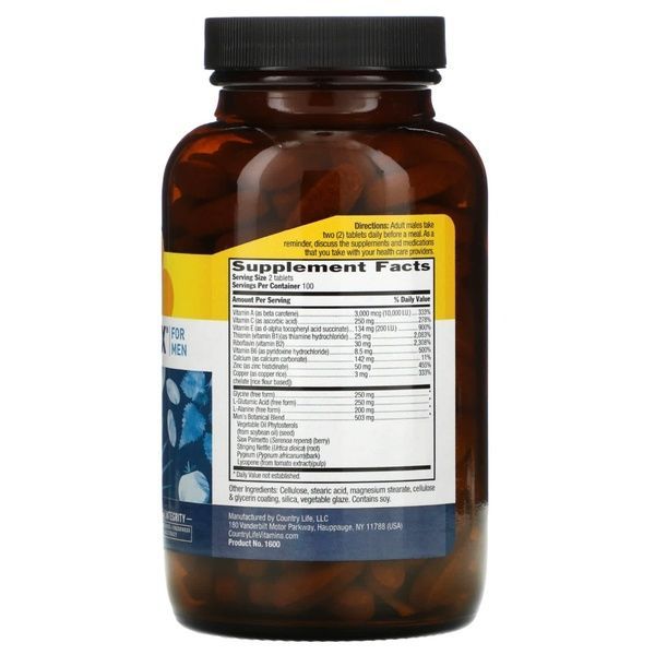 Комплекс для Здоровья и Поддержки Функции Простаты, Prosta Max For Men, Country Life, 200 таблеток,  Country Life фото