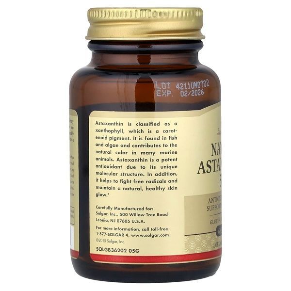 Астаксантин, 5 мг, Natural Astaxanthin, Solgar, 60 желатинових капсул,  Solgar фото