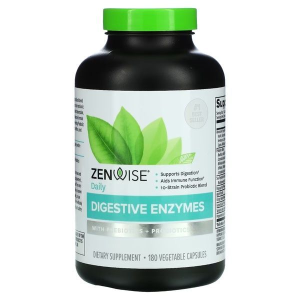 Пищеварительные ферменты и быстродействующие пробиотики, Digestive Enzymes with Probiotics, Zenwise, 180 капсул,  Zenwise фото