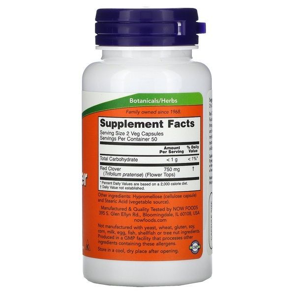 Красный Клевер, Red Clover, Now Foods, 375 мг, 100 Вегетарианских Капсул,  Now Foods фото