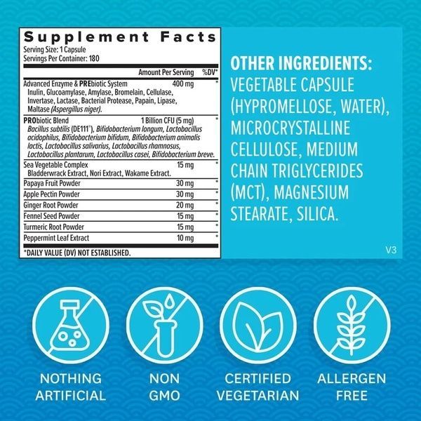 Пищеварительные ферменты и быстродействующие пробиотики, Digestive Enzymes with Probiotics, Zenwise, 180 капсул,  Zenwise фото