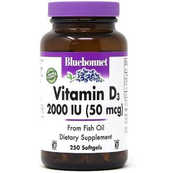 Вiтамiн D3 2000IU, Bluebonnet Nutrition, 250 желатинових капсул,  Bluebonnet Nutrition фото