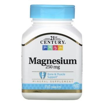 Магний, 250 мг, Magnesium, 21st Century, 110 таблеток,  21st Century фото