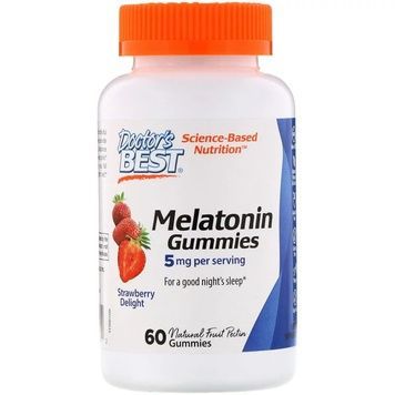 Мелатонін зі Смаком Полуниці, Melatonin Gummies, Doctor's Best, 5 мг, 60 желейних цукерок,  Doctor's Best фото