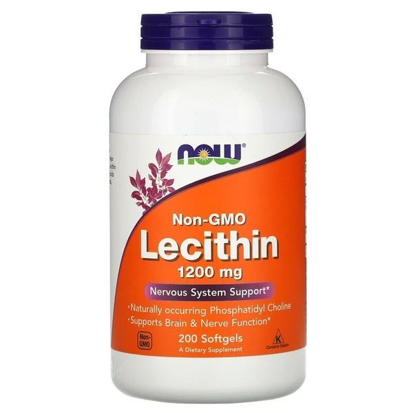 Лецитин 1200мг, Lecithin, Now Foods, 200 желатинових капсул,  Now Foods фото