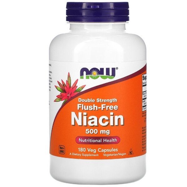 Ниацин (В3), No-Flush Niacin, Now Foods, 500 мг, 180 вегетарианских капсул,  Now Foods фото