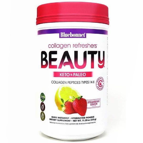 Колаген 1 і 3 типу, смак полуниці і лимона, Collagen Refreshers BEAUTY Type I & III, Bluebonnet Nutrition, порошок 320 гр,  Bluebonnet Nutrition фото