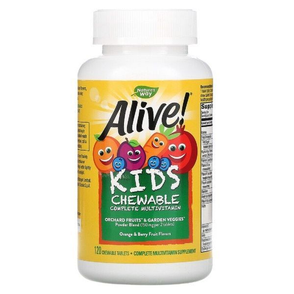 Мультивитамины для Детей, Alive, Nature's Way, Вкус Ягод и Апельсина, 120 жевательных таблеток,  Nature's Way фото