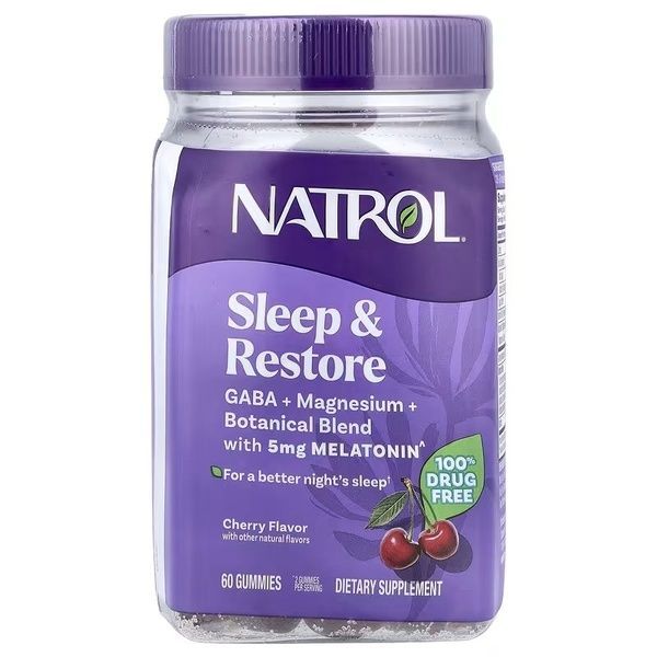 Здоровий сон та відновлення, з мелатоніном, смак вишні, Sleep & Restore, Natrol, 60 жувальних цукерок,  Natrol фото