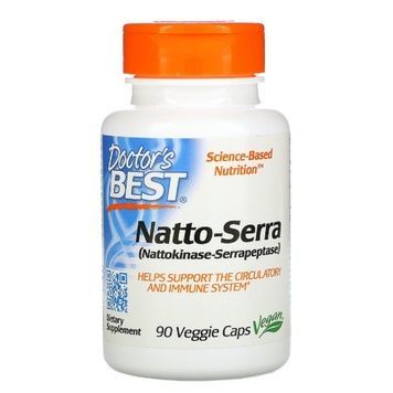 Наттокіназа і Серрапептаза, Natto-Serra, Doctor's Best, 90 вегетаріанських капсул,  Doctor's Best фото