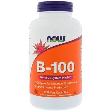 B-Комплекс 100, B-100, Now Foods, 250 вегетаріанських капсул,  Now Foods фото