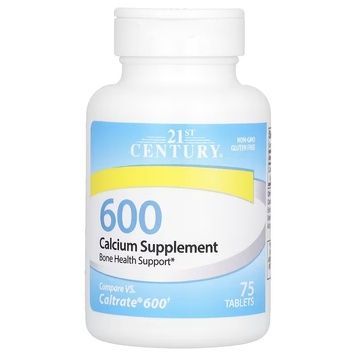 Кальцій 600, 600 мг, Calcium Supplement 600, 21st Century, 75 таблеток,  21st Century фото